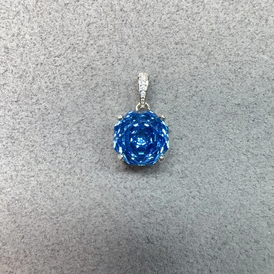 高订精工玫瑰切托帕石项链s925银镶嵌带链子气质时尚轻奢