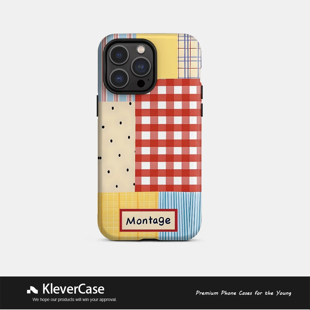 简约格纹波点二合一菲林壳苹果适用16pro/华为/小米15/vivo手机壳