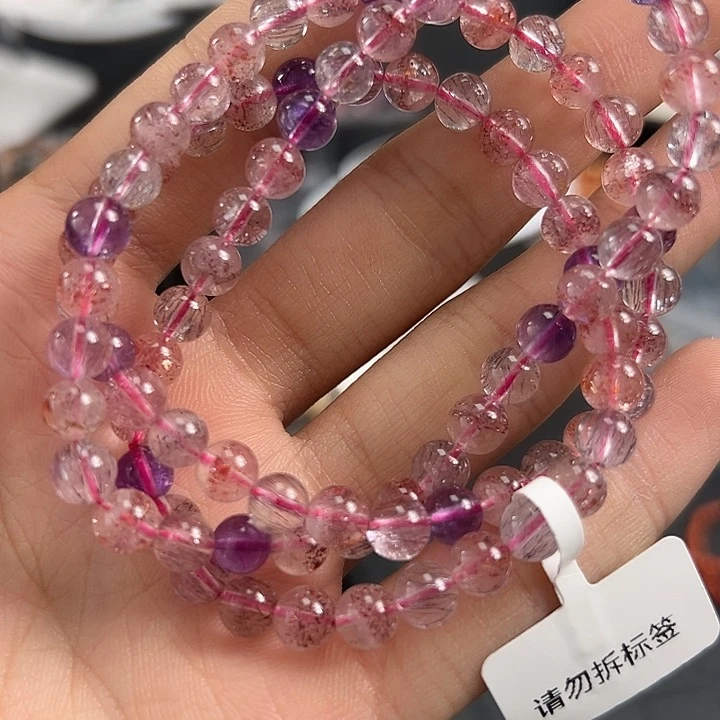 未镶嵌手链水晶黑加仑超七6mm多圈手链