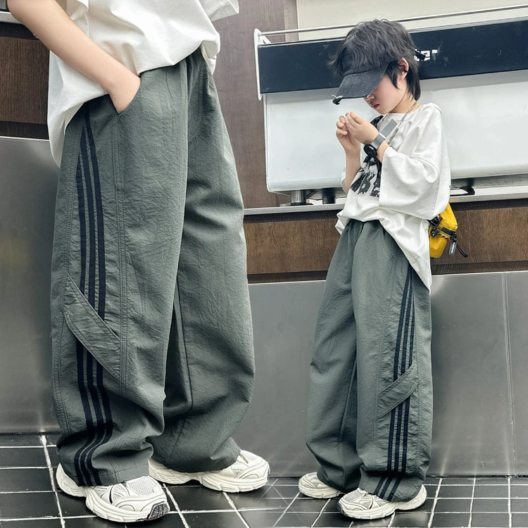 儿童韩版休闲裤男童春秋款韩系织带直筒运动裤百搭裤子潮帅