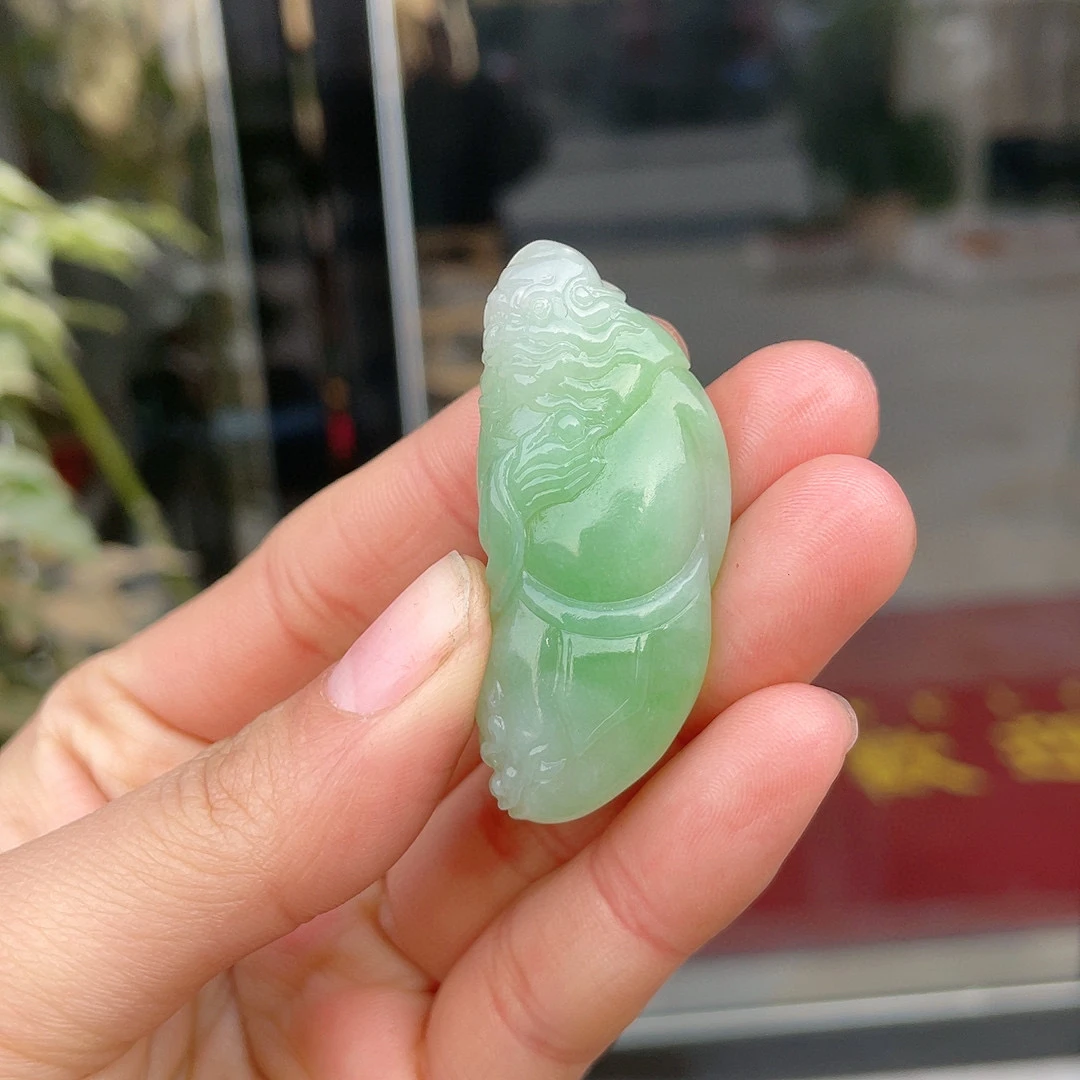 267478玉美人小程新疆和田玉翠青钟馗伏魔挂件
