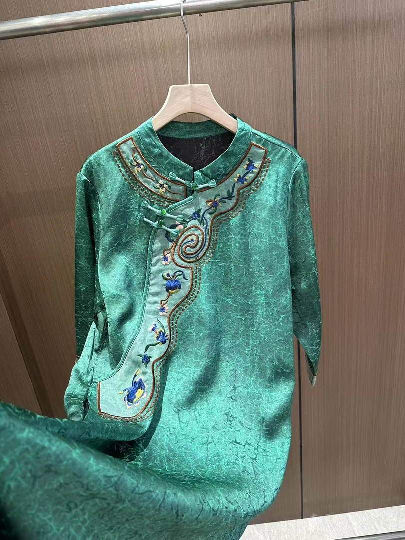 早春-新中式国风复古宽松显瘦提花连衣裙