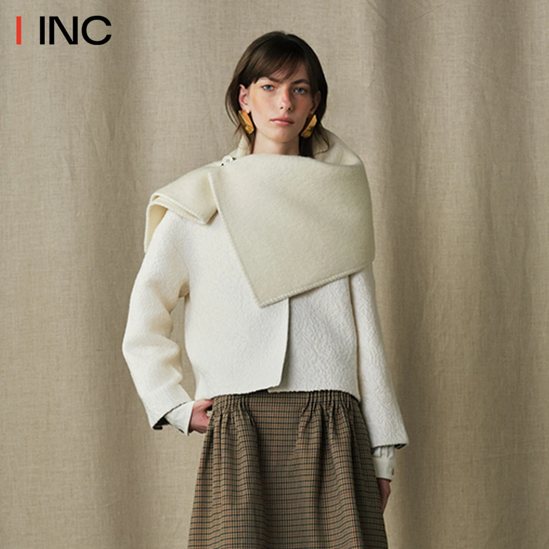 MARCHEN 雪境夹克女25AW秋冬新款可拆卸披肩双面呢长袖外套IINC