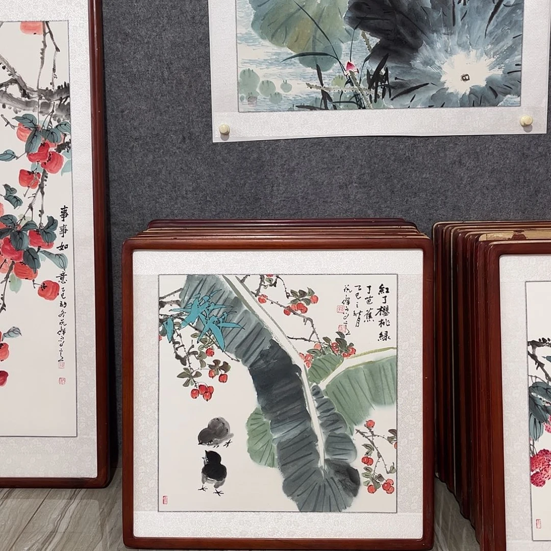 国画书画作品带框63×63
