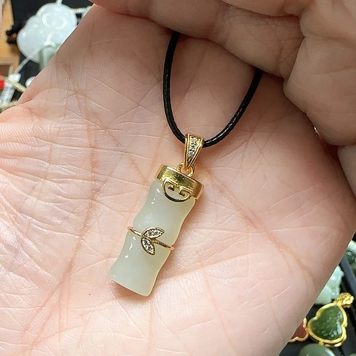 和田玉银S925镶嵌吊坠(不含链)