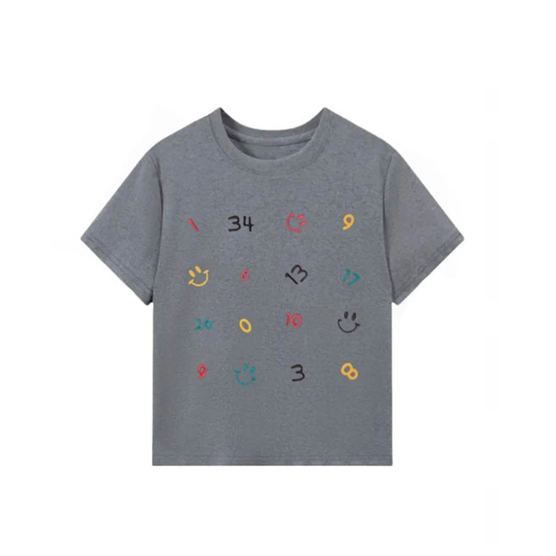 【数字笑脸】2025新款设计感数字绣花T恤女潮流韩系风修身显
