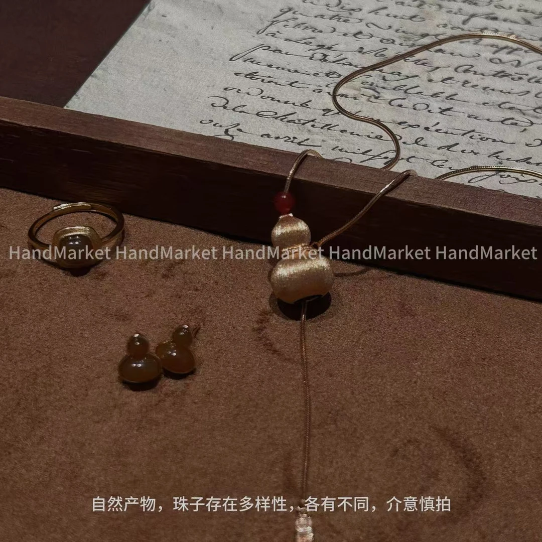 吊坠925银 JIUJIU【抽拉新年红金葫芦项链】气质时尚复古法式1220