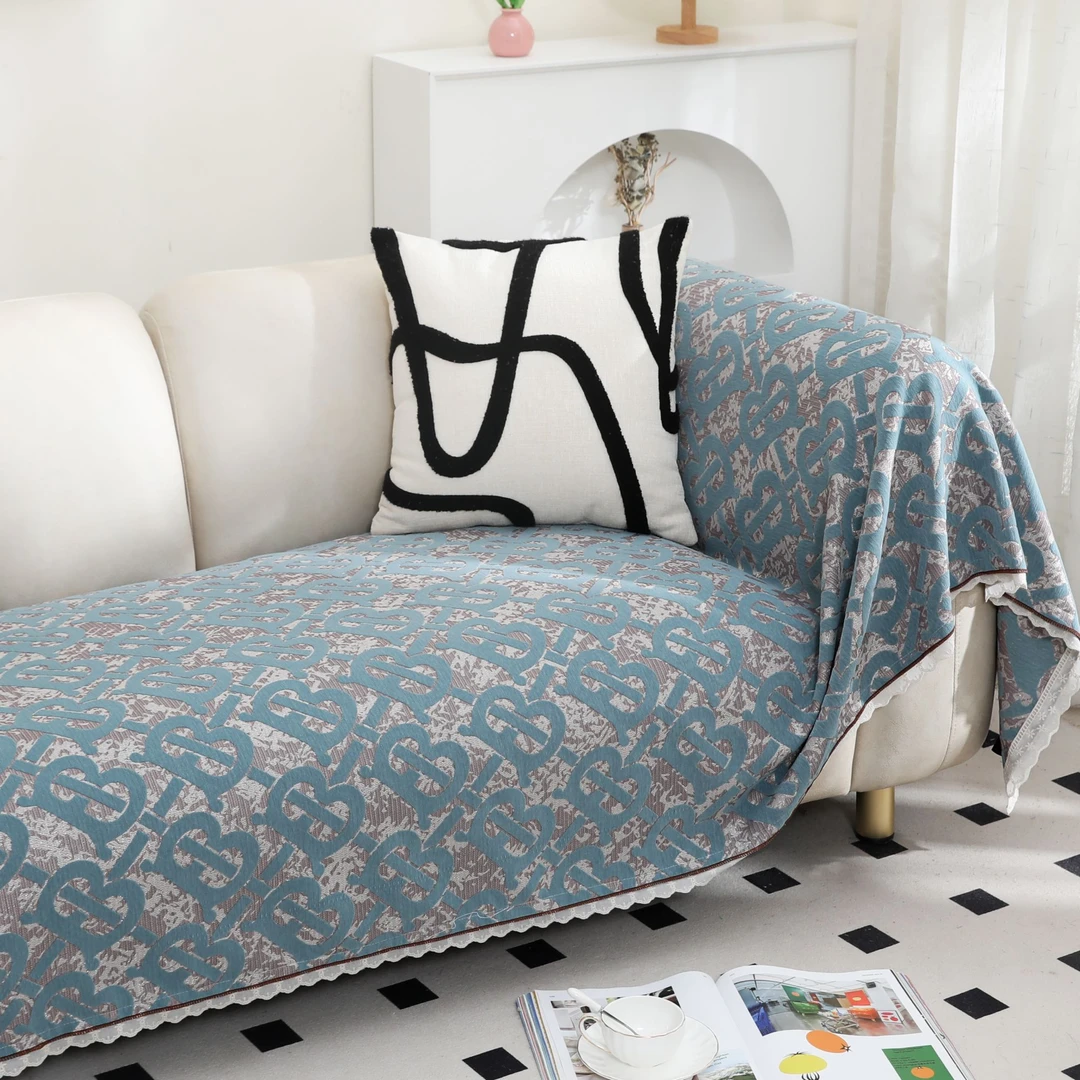 XDONGY（冬云家纺）高端90*210金 丝 银 锦美学 伯希 蓝色沙发巾