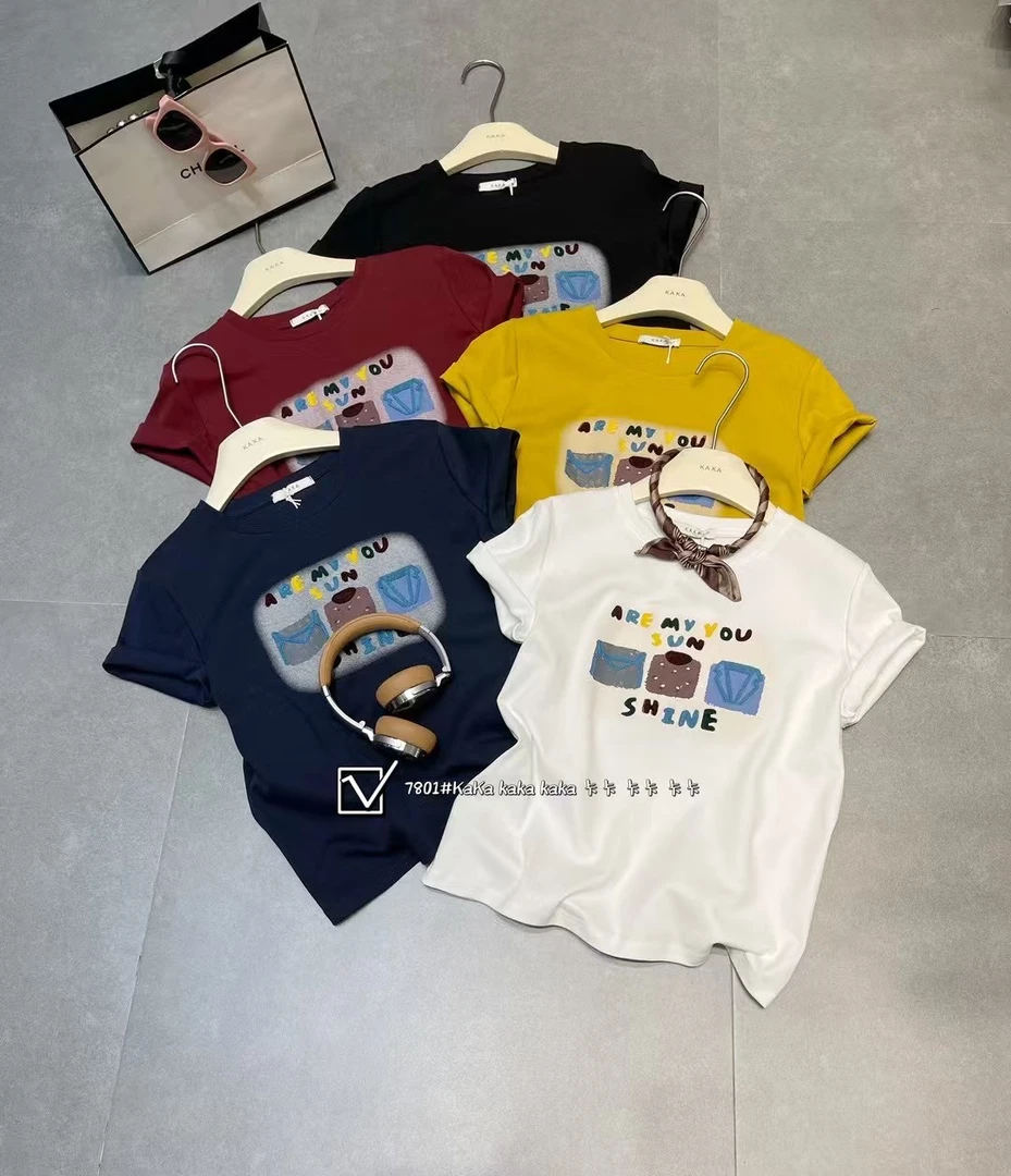聚彩jucai【早春新款kaka正肩T恤小个子版】7801