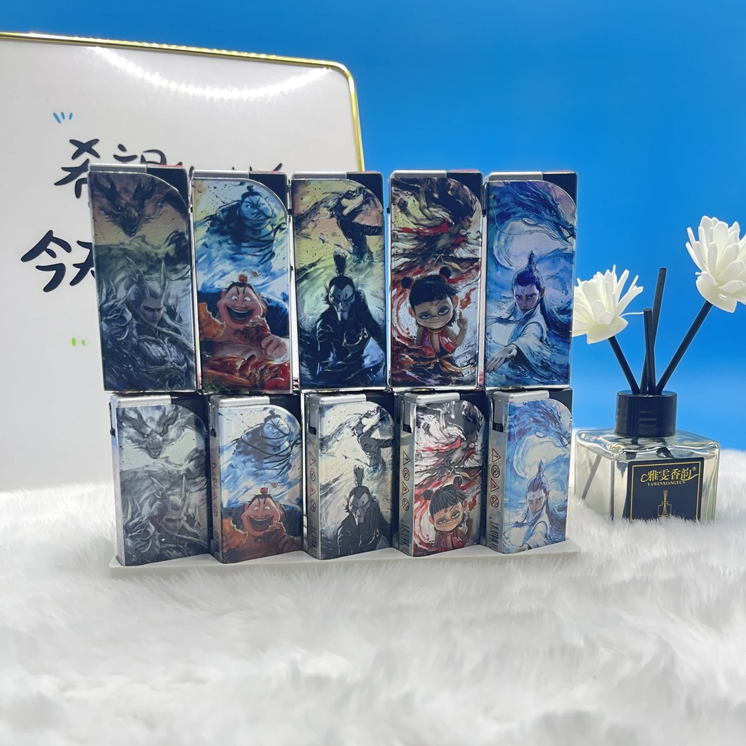 爆款哪吒创意金属防风打火机蓝焰直冲高颜值送男友礼物国潮