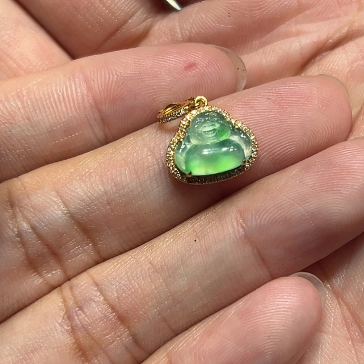 翡翠18K金镶嵌颈饰@****吊坠