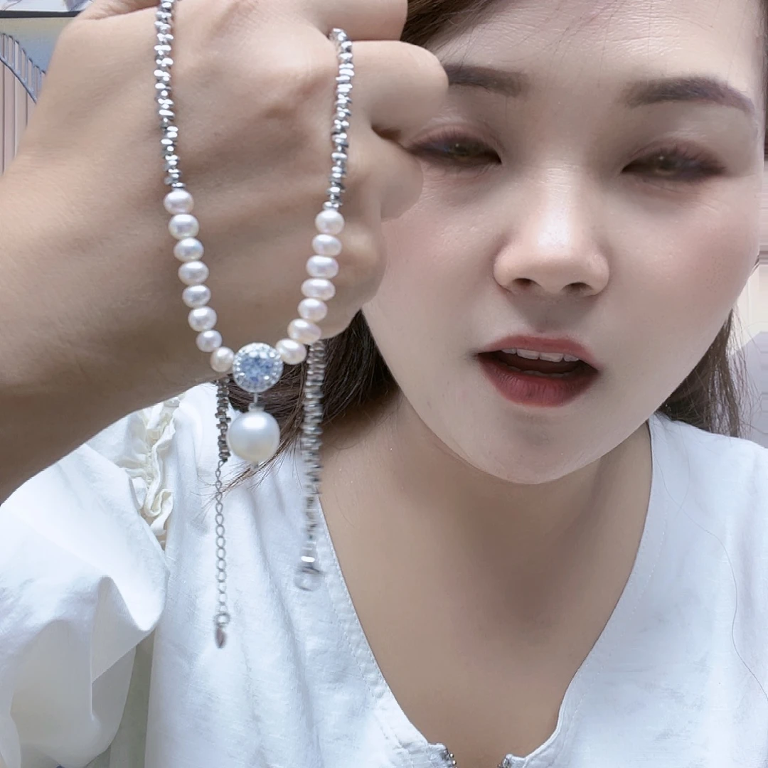 【闪购商品】淡水珍珠银S925镶嵌颈饰