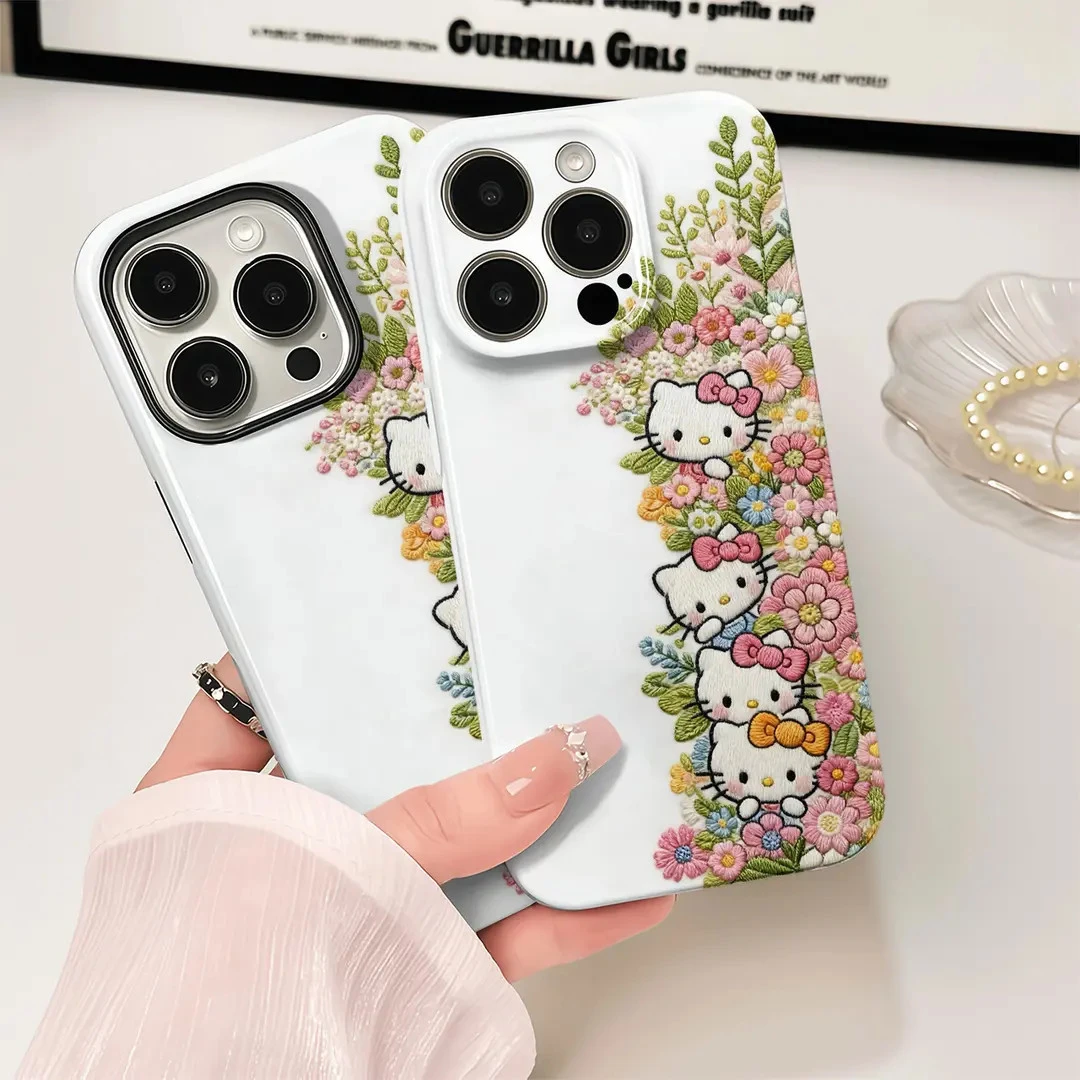 花丛KT猫适用苹果17promax华为小米vivooppo荣耀手机壳菲林防摔