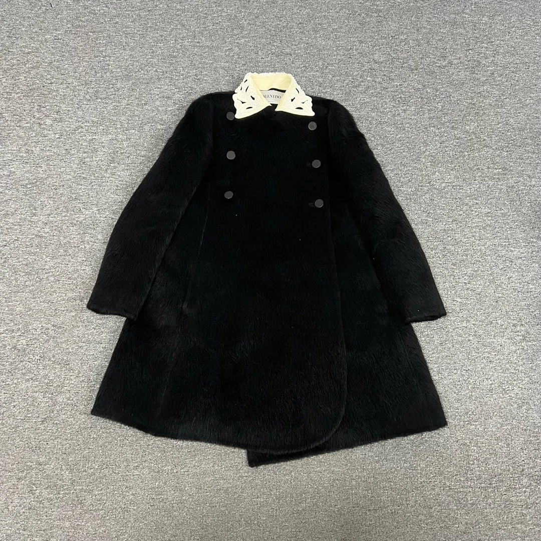 99新 Valentino/华伦天奴 领口钉珠 黑色连衣裙 42码