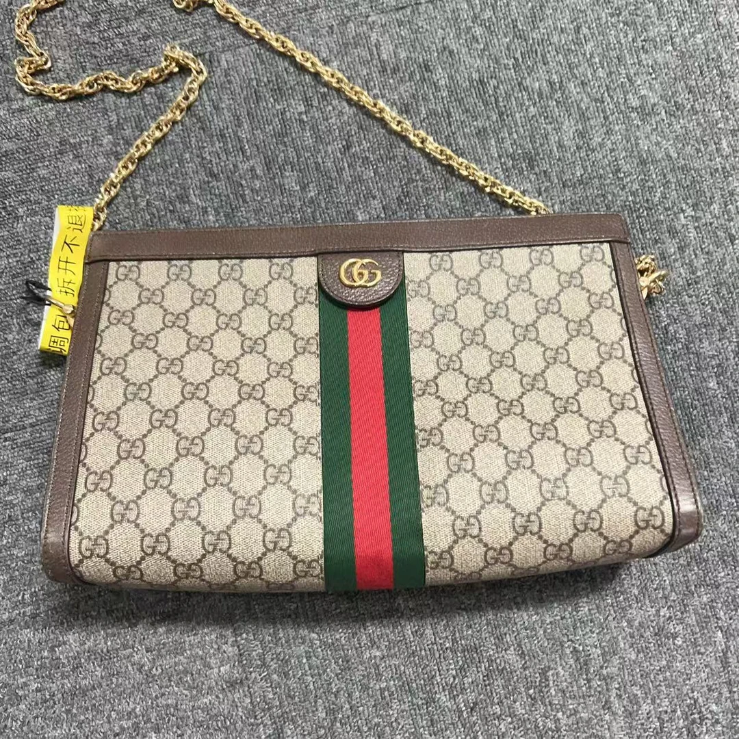 95新 GUCCI/古驰 古驰老花大夹子单肩包