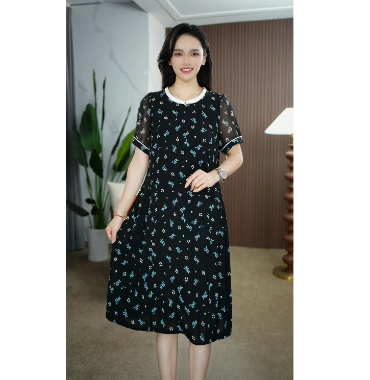 B209夏季新款2025时尚设计感名媛风气质显瘦宽松连衣裙-1