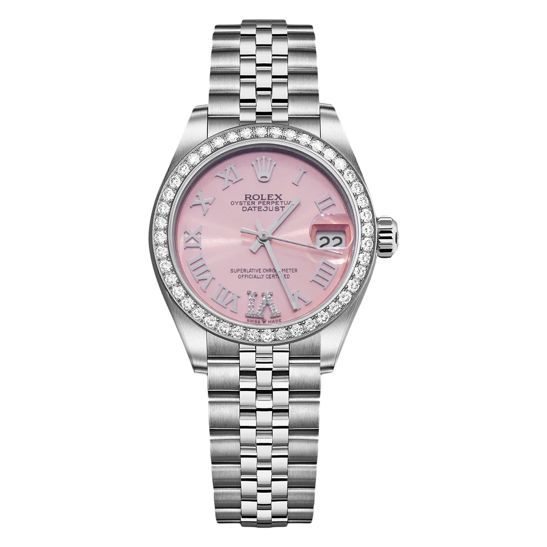 99新 Rolex/劳力士 女装日志68274粉盘罗马刻腕表/WHP031613