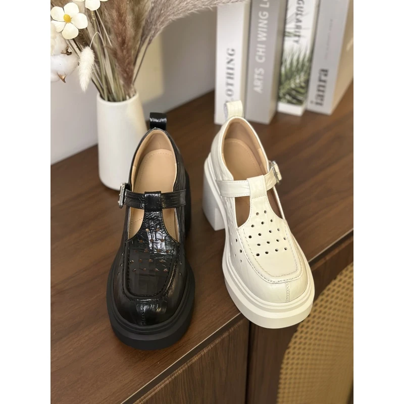 7cm厚底真皮时尚休闲百搭夏季圆头软底春季春夏玛丽珍妈妈鞋DS-06