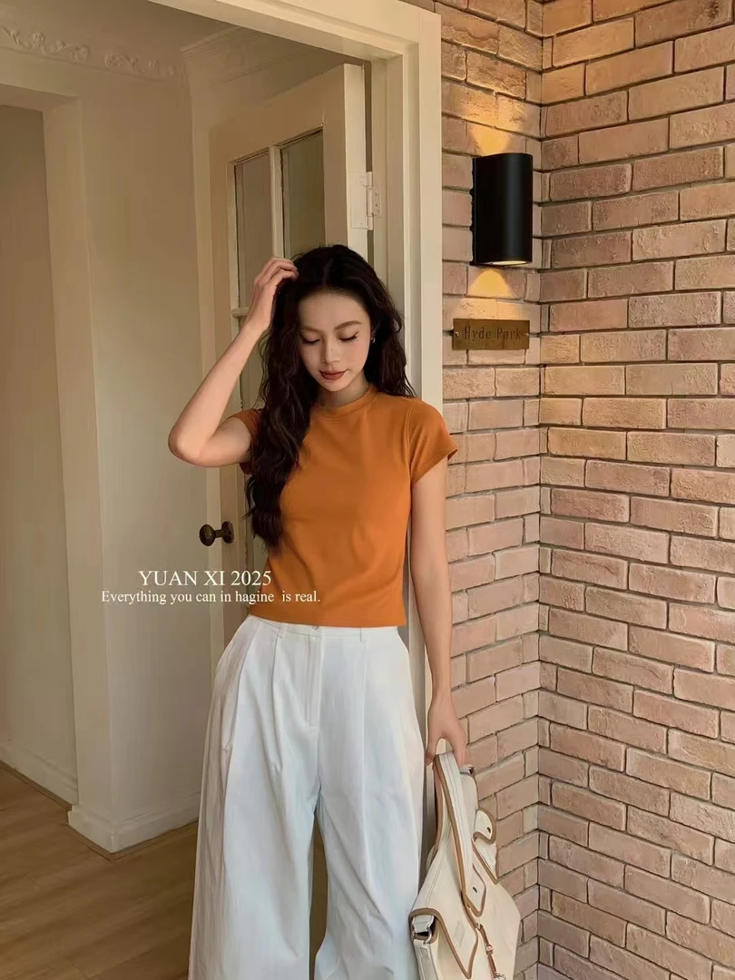 温柔瑶-元熙#韩系百搭圆领小飞袖衫#3023