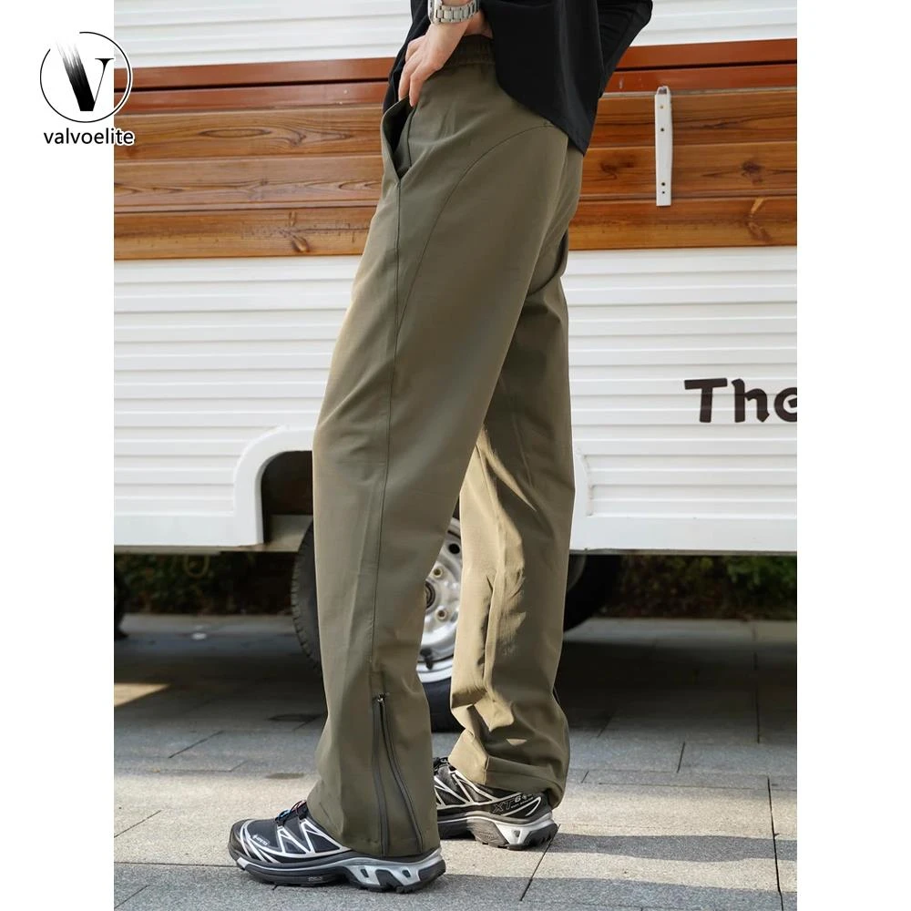 VALVOELITE美式软壳冲锋裤秋冬裤脚拉炼裤子防水机能户外登山裤男