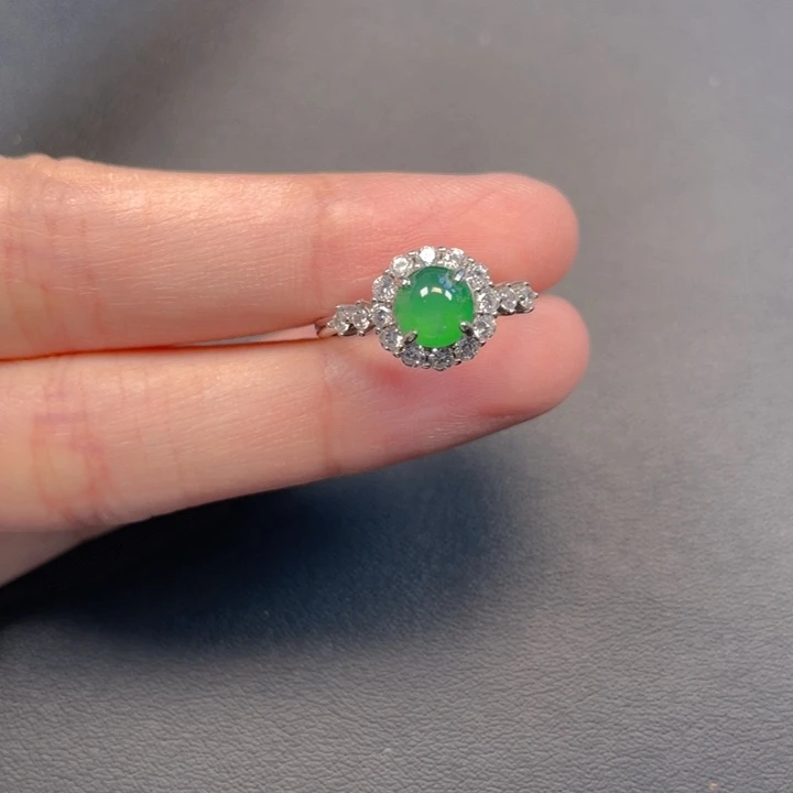 花***水吊坠(不含链)银S925镶嵌翡翠