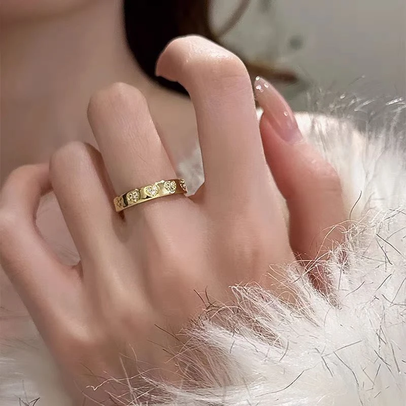 铜合金锆石戒指 BIBI【满镶爱心】戒指EH070