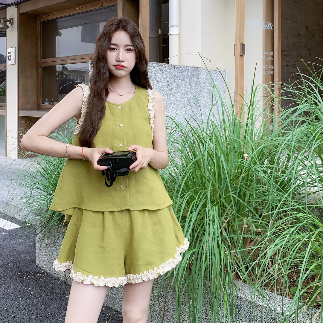 小个子显瘦穿搭仙里仙气休闲套装裤女2025夏季新款上衣短裤两件套