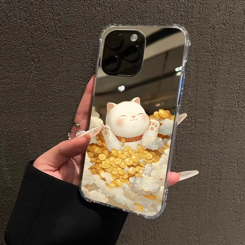 好运小猫手机壳适用苹果16promax招财招小米1513VIVO华为黄金万两