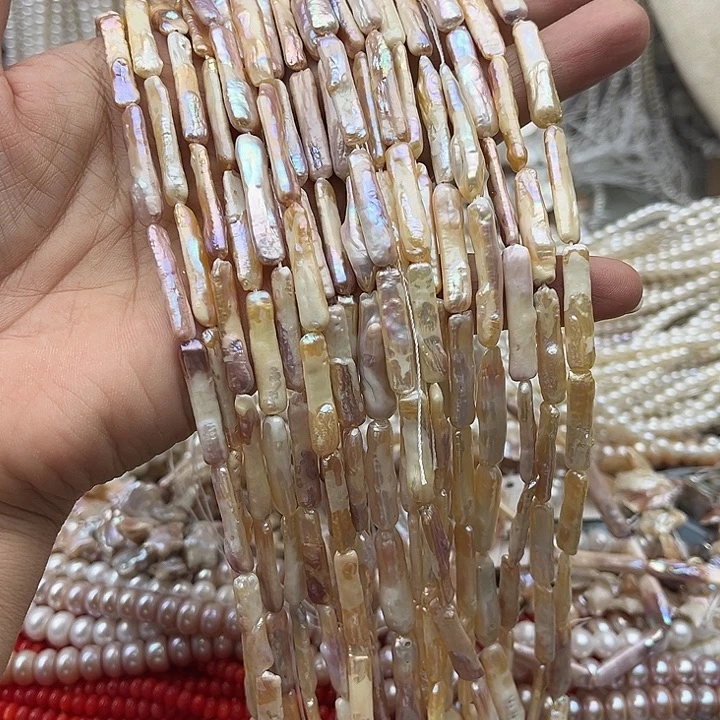 玛瑙/玉髓未镶嵌珠宝半成品一条银条巴洛克珍珠