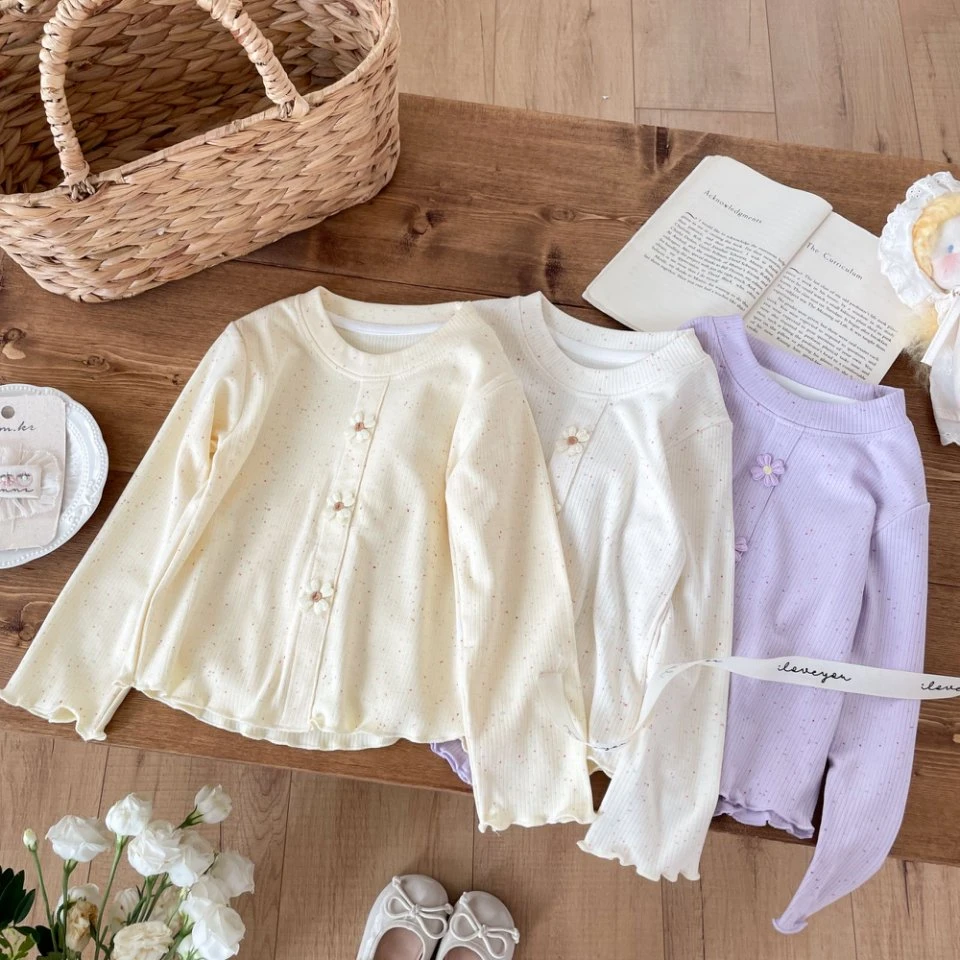 2025早秋时尚百搭彩色点点秋款女童弹力长袖内外休闲穿搭