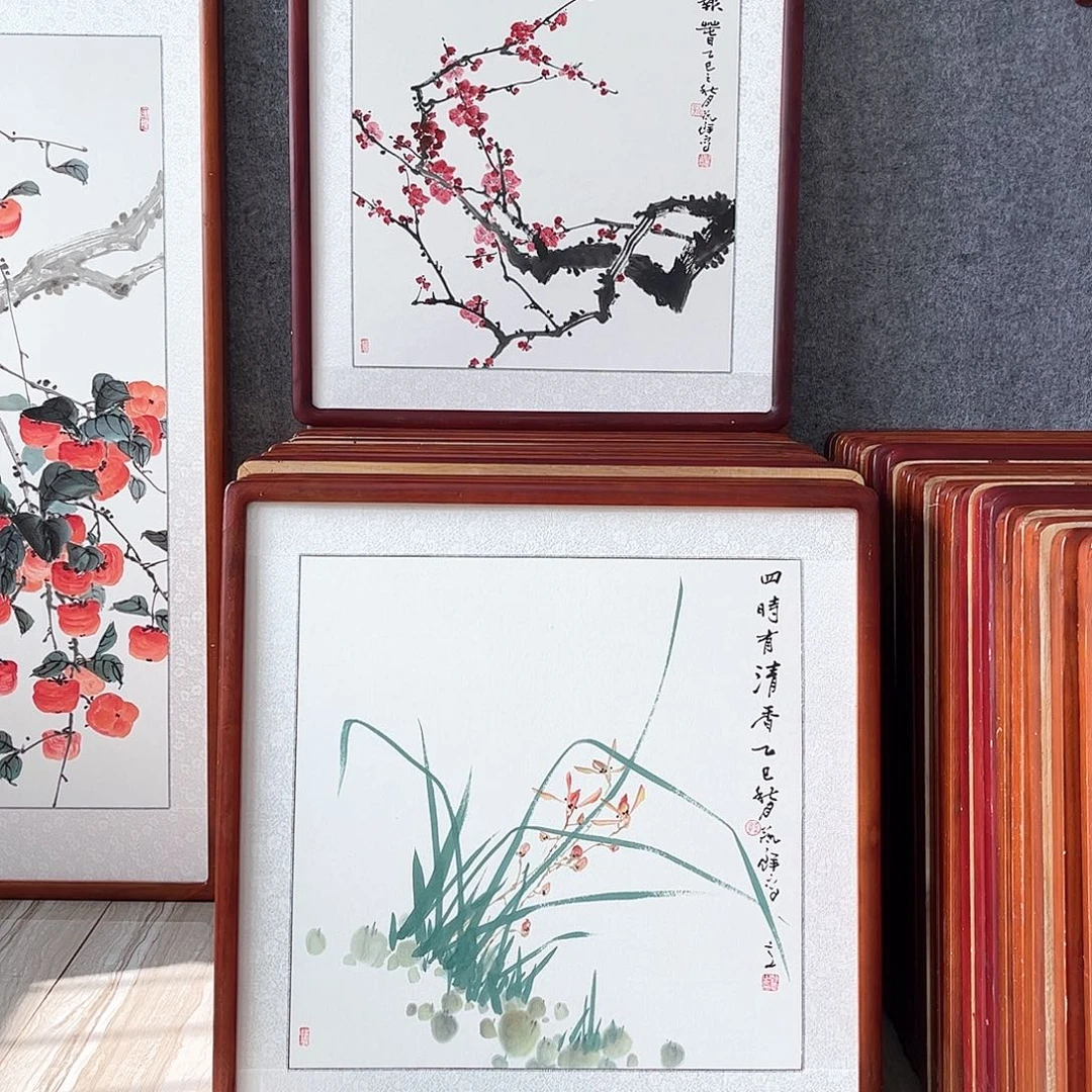 国画书画作品带框63×63
