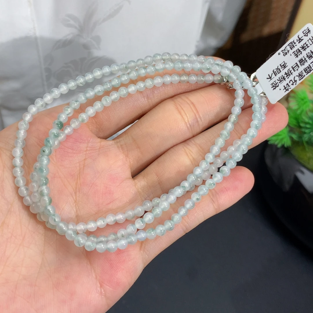 未镶嵌手串翡翠卡3.5冰胶蓝飘花小米项链