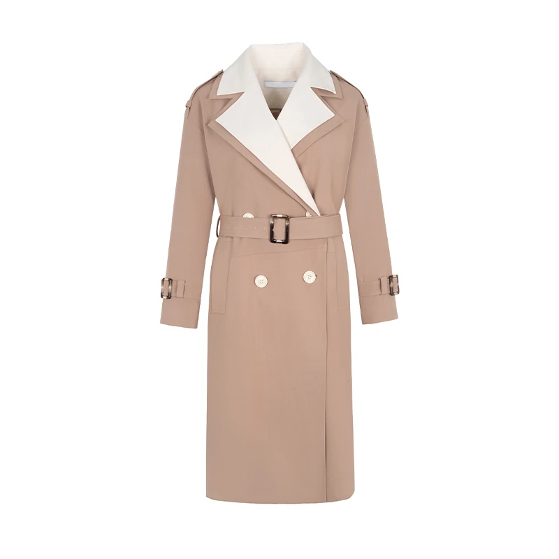 【品牌】商场同款新品双层领口撞色宽松阔版风衣N119A33027