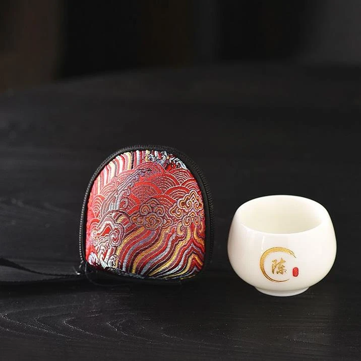 高颜值茶杯定制主人杯便携包收纳包百家姓刻字主人杯logo 礼盒