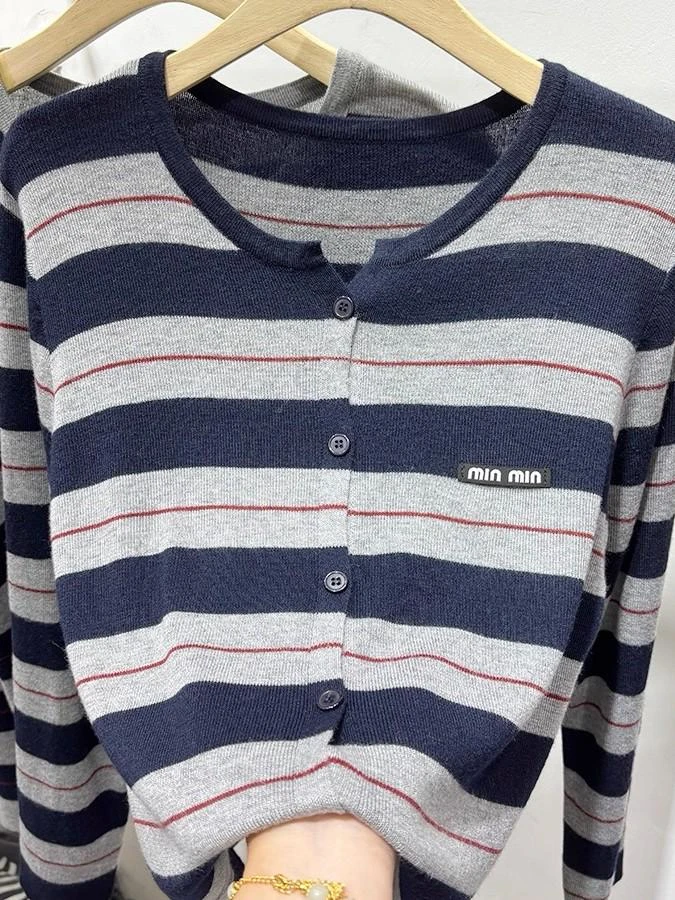 1225长袖打底针织开衫女春秋款大码上衣显瘦百搭秋季早秋圆领