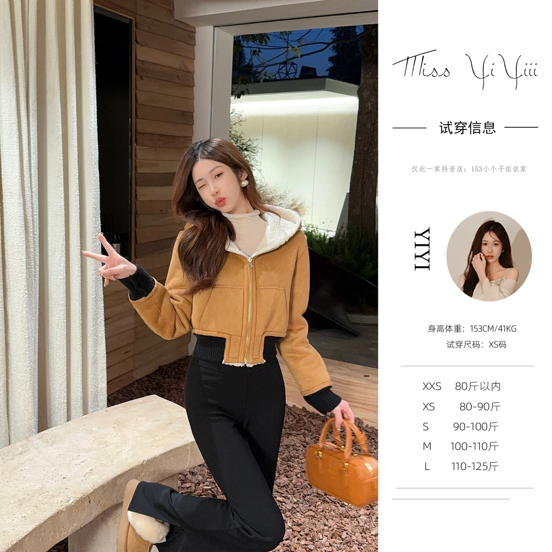 【两穿小腰精】<年终大促>新款复古连帽拉链一体双面穿短外套女