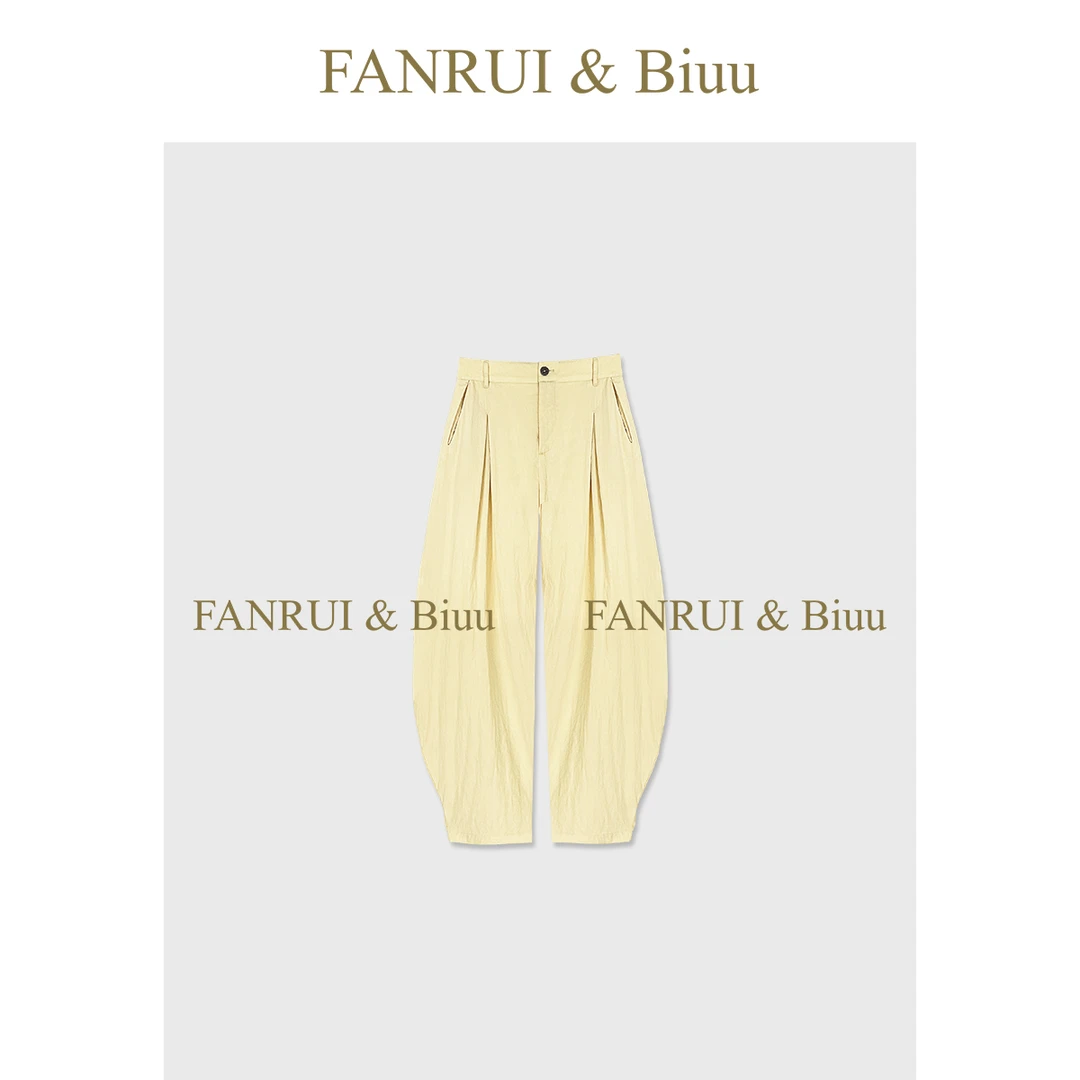 FANRUI/泛芮「柠香蔓花」夏季垂感高腰显瘦百搭设计感直筒裤B16835