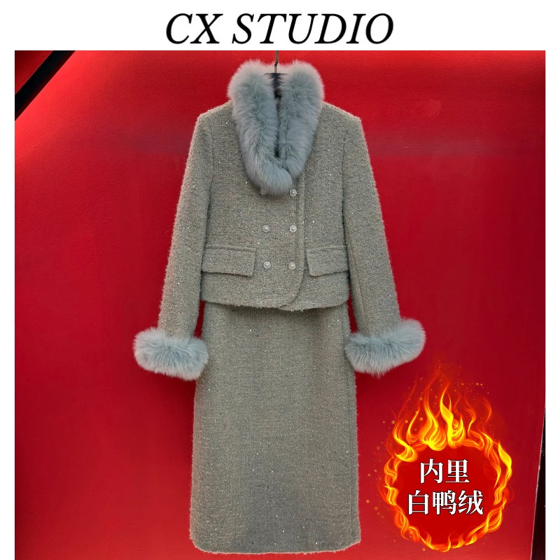 YC编码79 经典收腰轻奢时尚两件套羽绒服 QZ8350