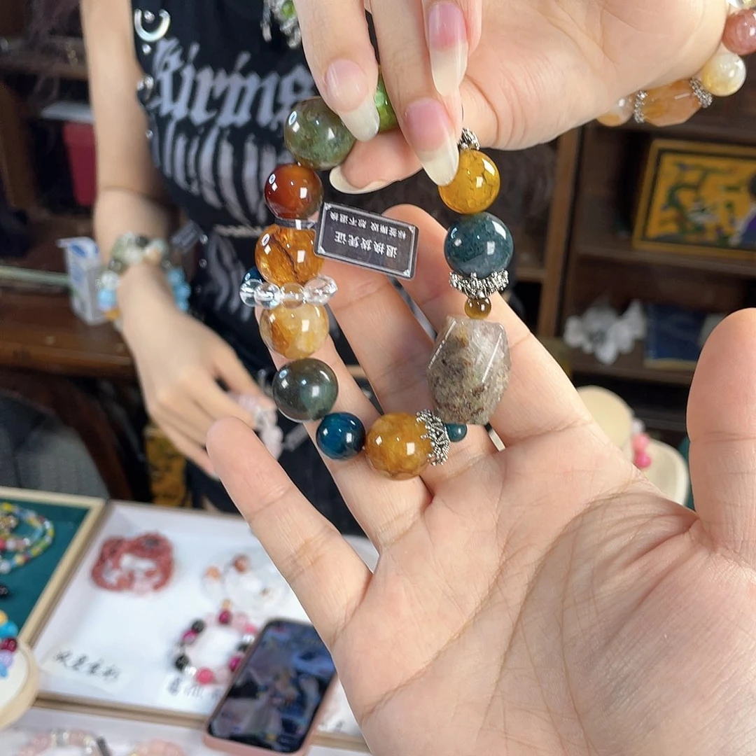 水晶手链银S925镀金镶嵌