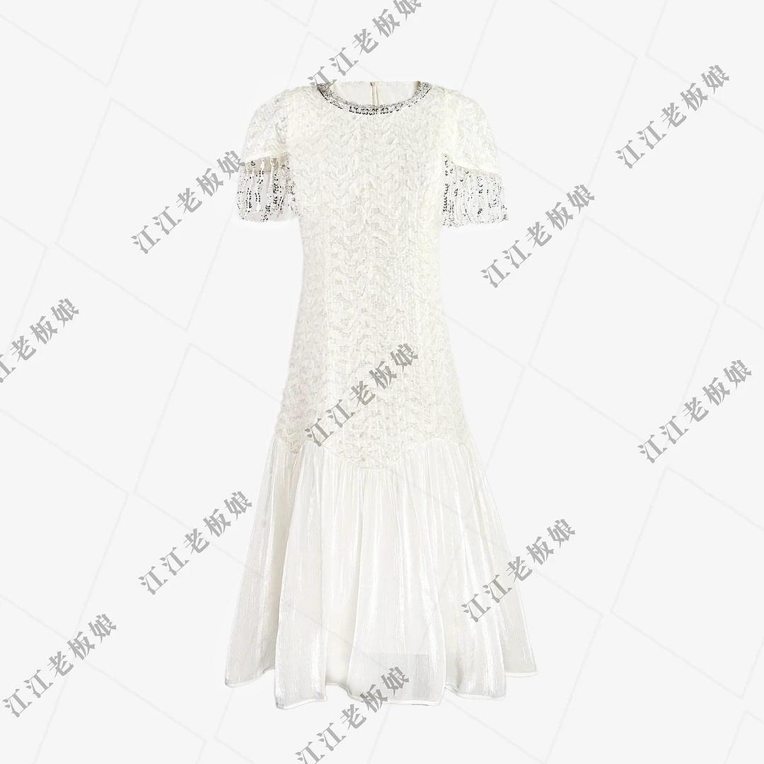 【木木专属】夏季新款法式气质高贵显瘦重工圆领连衣裙集合