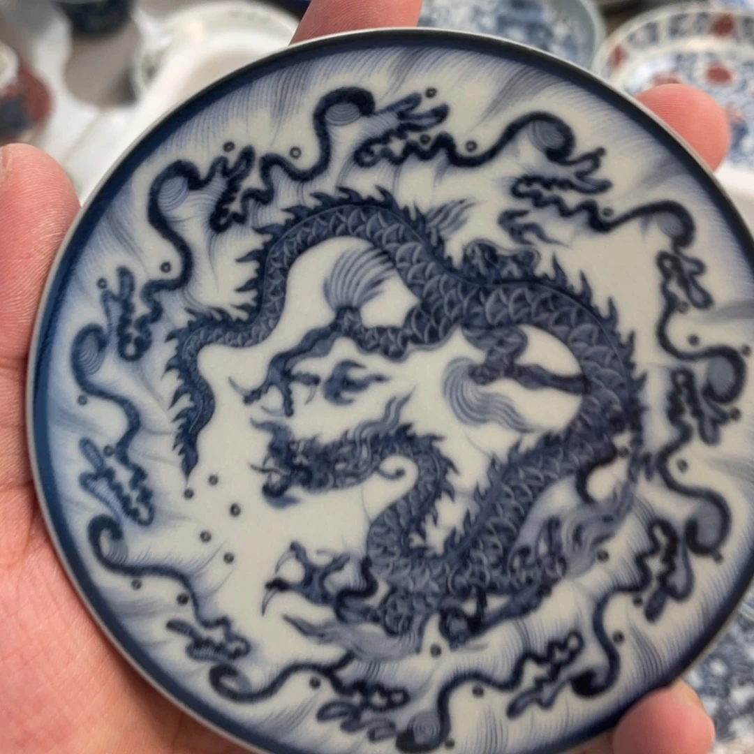 瓷片景德镇青花腾龙四海盖置