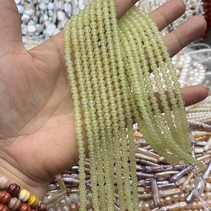 玛瑙/玉髓未镶嵌珠宝半成品一条4mm晴水和田玉