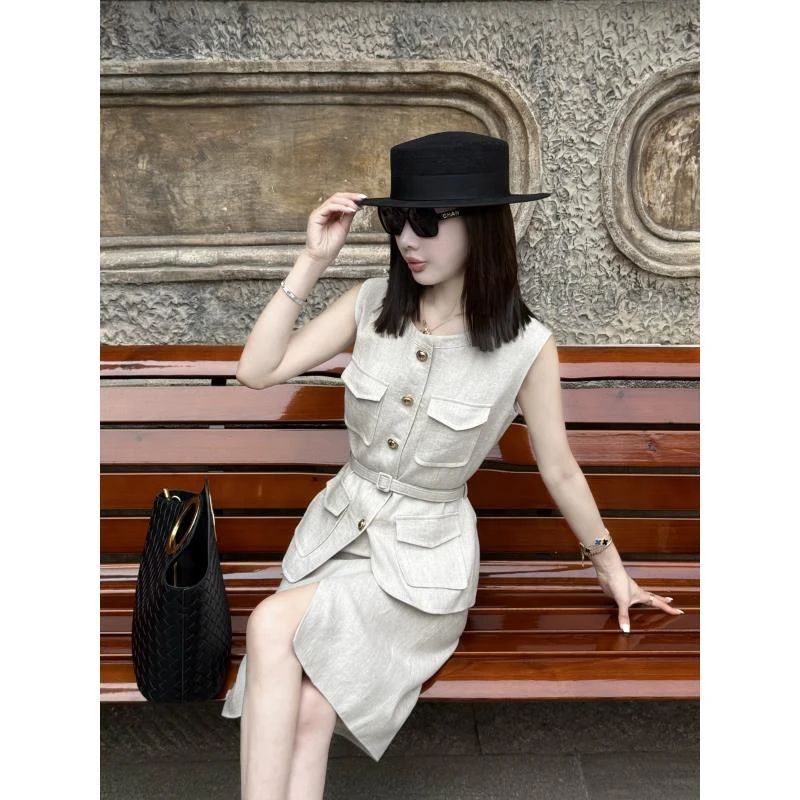LUXURYMEMO【精致老钱】法国高端进口雨露麻夏季老钱亚麻气质无袖