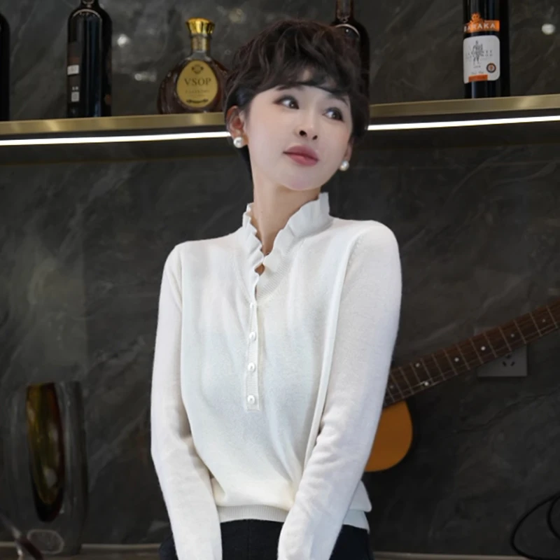 【绵软云朵】木耳边设计时尚针织上衣MG8521