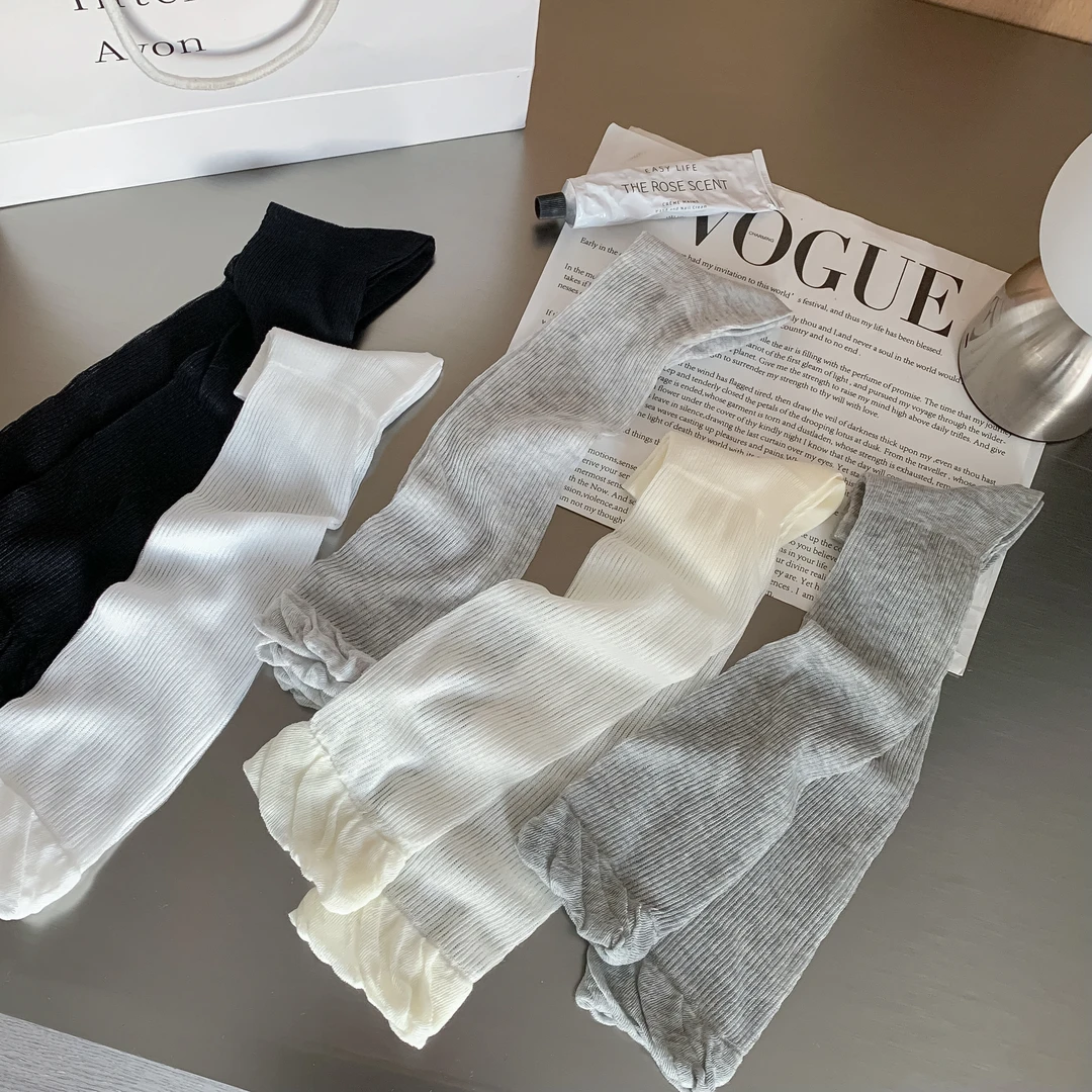 云朵边踩脚小腿袜堆堆袜套薄款夏季女芭蕾风