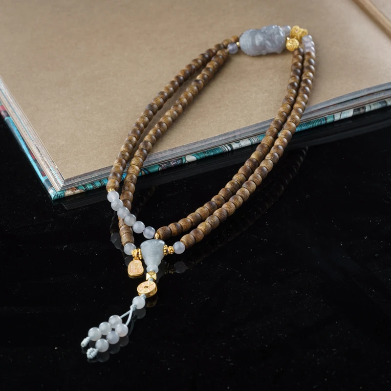 【九紫无相】奇楠鼓珠0.5烟紫玉无相佛108珠串