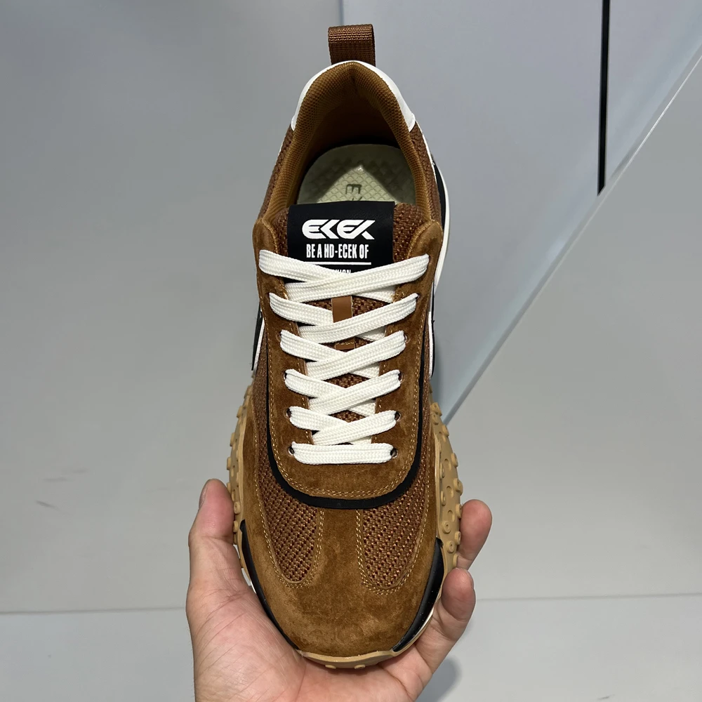 轻奢磨砂皮拼布软底老爹鞋时尚运动百搭舒适男士潮流休闲鞋春秋季