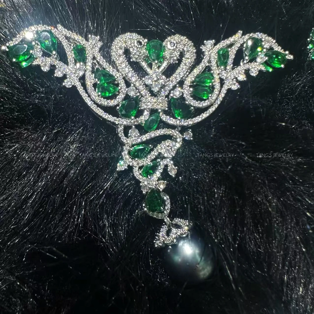 铜合金胸针 c009 绿色重工时尚优雅百搭天鹅胸针