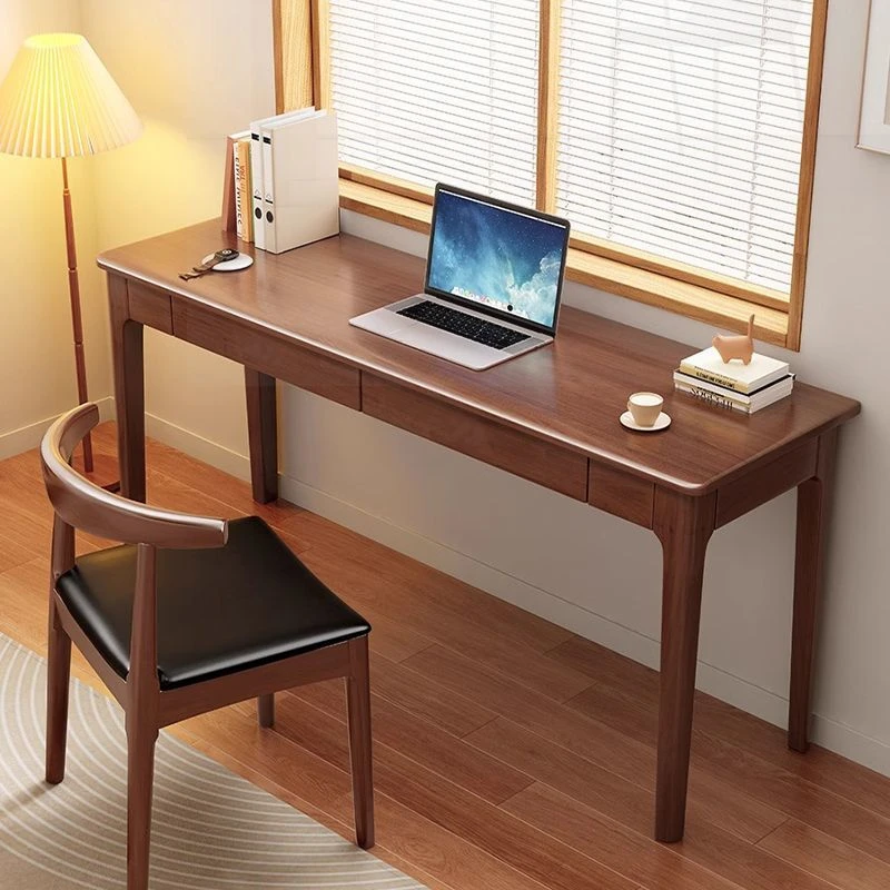 中式实木书桌办公室轻奢电脑桌卧室带抽屉办公桌中学生家用写字台