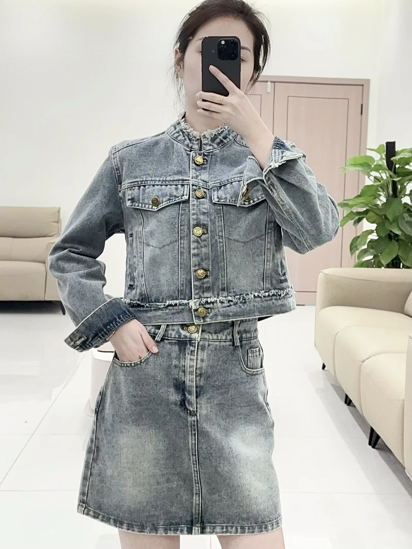 【恩佳专享】两件套牛仔套装裙春季显瘦气质百搭时尚长袖水洗